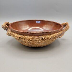 Handcrafted Ceramic Serving Bowl With Rustic Handles